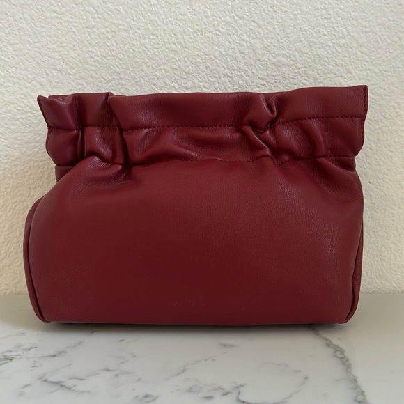 Handbags - Wine colored clutch with metal strap